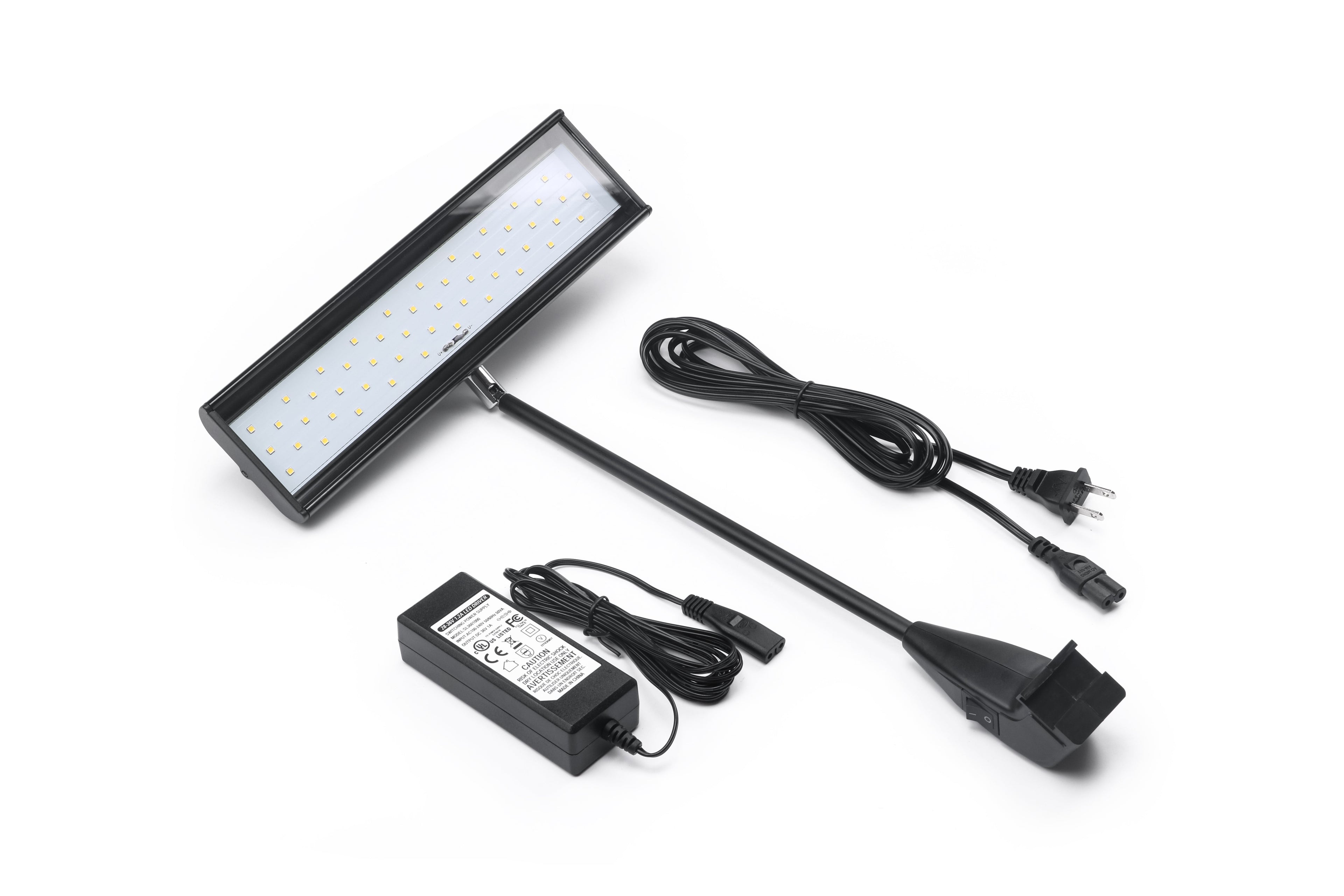 High output LED display arm light illuminating large trade show booth graphics