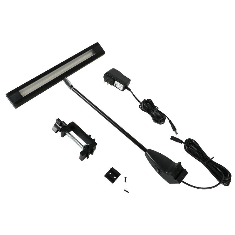 LED spotlight clipped on display panel - adjustable display case lighting