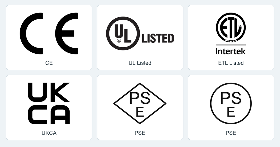 CE · UL Listed · ETL Listed · UKCA · PSE