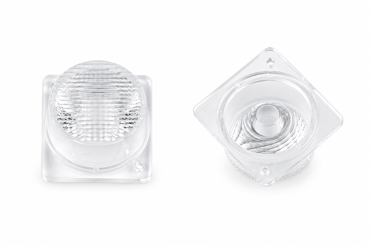 LED module 15 degree by 45 degree lens reference, front and rear views