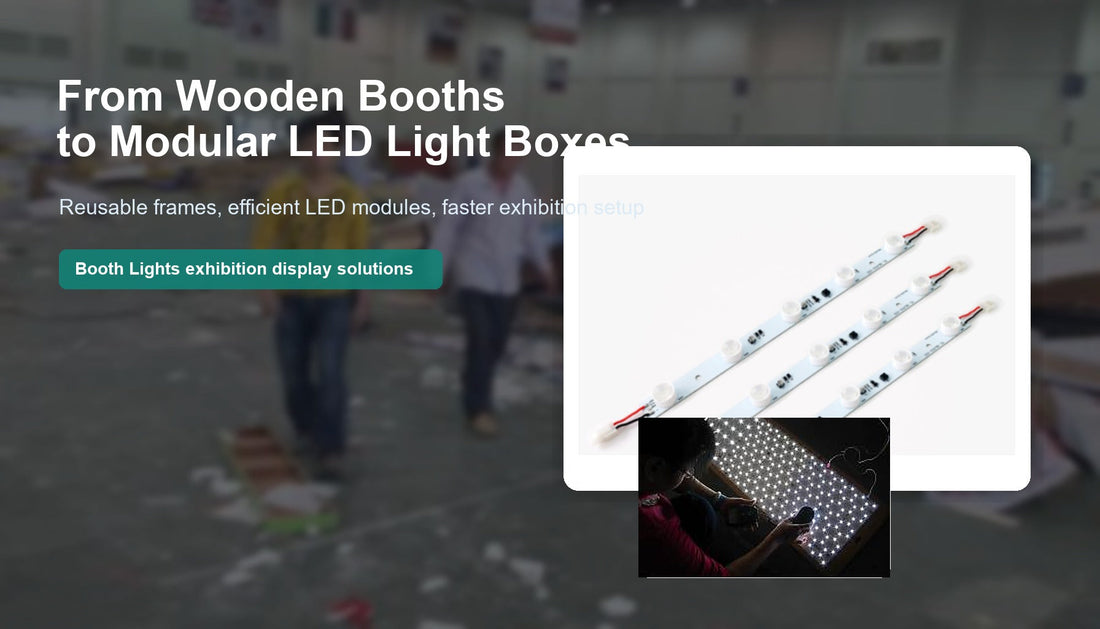 Booth Lights modular LED lightbox system for cleaner exhibition booth displays