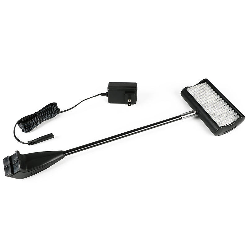 Portable graphic display light with adjustable arm for exhibitions