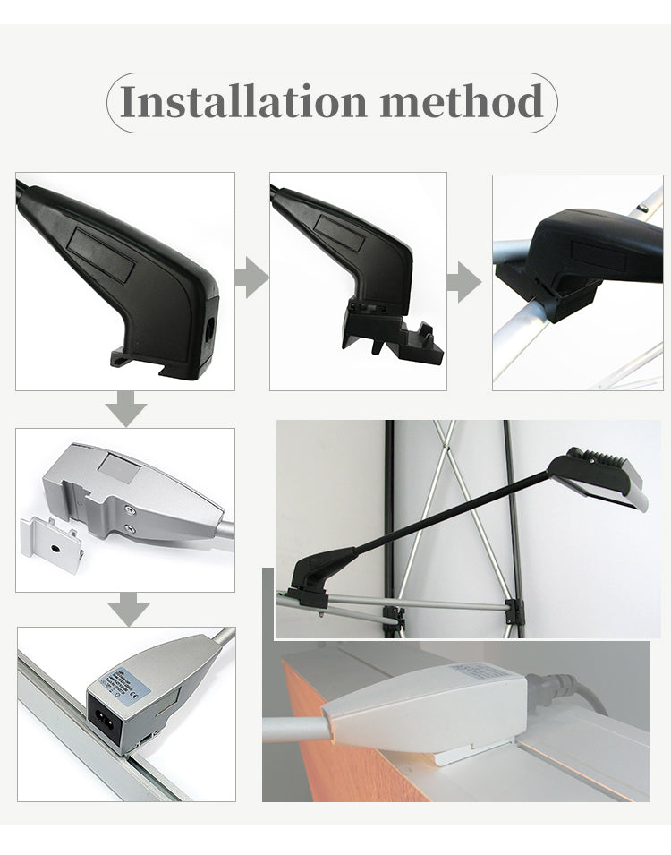 exhibition arm lamp plug-in setup for trade show and conference display