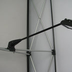 LED display arm light installed on pop-up trade show frame with mounting clip
