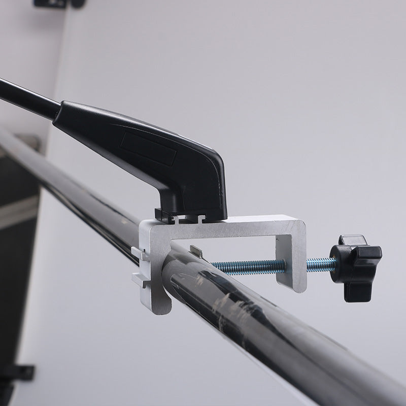 Trade show booth lighting installation – heavy duty C-clamp on crossbar truss system