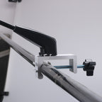 Trade show booth lighting installation – heavy duty C-clamp on crossbar truss system