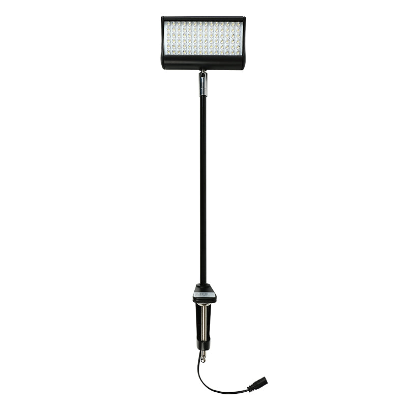 LED light for roll up banner display – tool-free C-clamp installation