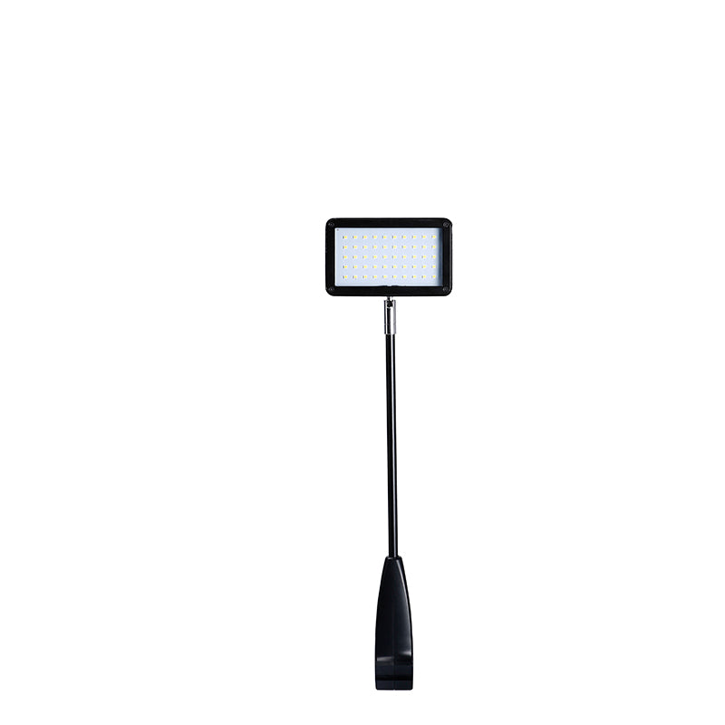 11W LED booth arm light front view — linkable exhibition display light with Figure-8 daisy-chain port