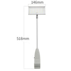 Measurement chart of a lamp with dimensions labeled on a white background