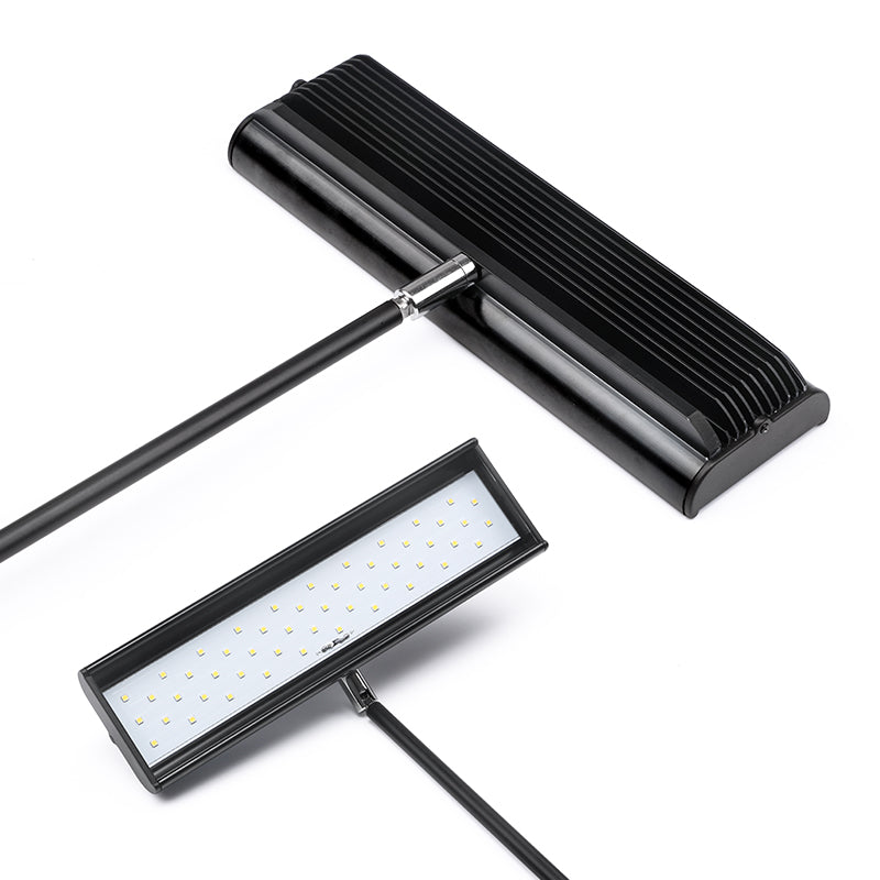 43W LED display arm light black side profile – wide beam exhibition lighting