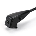 Compact LED display light arm detail — lightweight exhibition lighting connector close-up