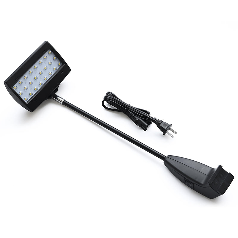 18W LED accent flood light for trade show booth – focused beam, black, 8-shape plug