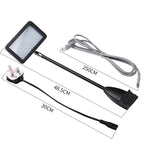 11W LED booth arm light black — front view, clamp mount for trade show booth rail
