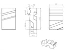 Reverse LED arm light mounting clip dimensions 35 x 54.5 x 18.5 mm