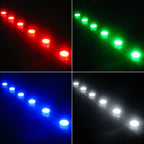 GB edge-lit LED light bar showing dynamic red green blue white lighting effects for SEG fabric lightbox