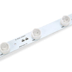 SL-BL021-RGB240 RGB LED bar close-up showing 480x27x16mm dimensions optical lenses and wire connections
