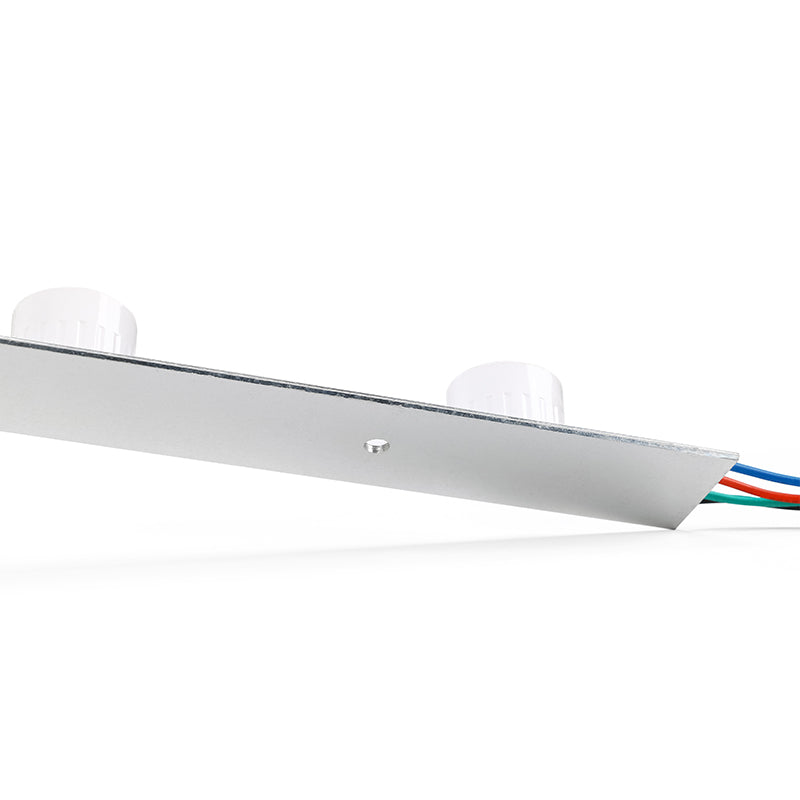Aluminum substrate back view of RGB edge-lit LED light bar showing heat dissipation base for SEG lightbox