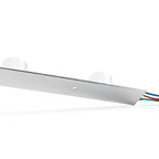 Aluminum substrate back view of RGB edge-lit LED light bar showing heat dissipation base for SEG lightbox
