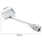 Front view of solid aluminum stem LED lightbox spotlight with power cable for trade show booths