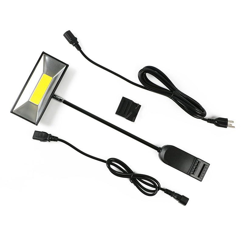 Trade show arm light plastic clamp detail – black exhibition booth light