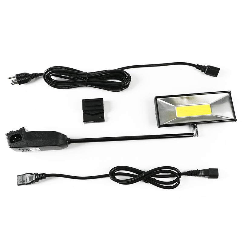 COB LED arm light head close-up – 3000lm ultra-uniform trade show lighting