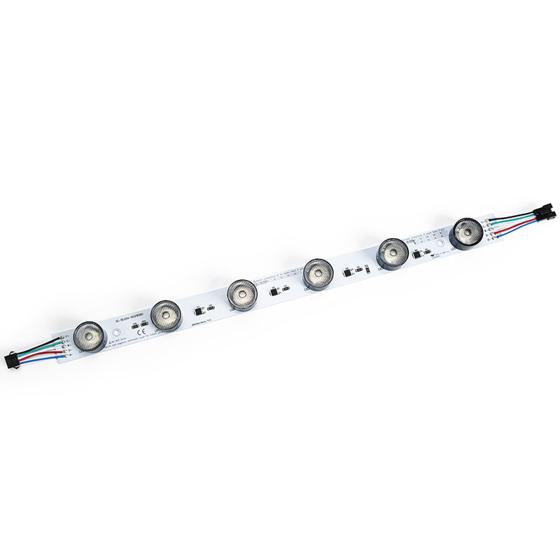 Full 480mm RGBW high-power LED light bar with 6 optical lenses and 5-pin SM JST daisy chain connectors for large SEG lightbox