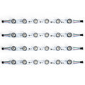 4-pack of 32W RGBW edge-lit LED light bars showing daisy chain wiring configuration for large-format trade show display installation