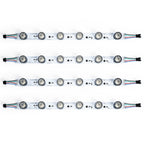 4-pack of 32W RGBW edge-lit LED light bars showing daisy chain wiring configuration for large-format trade show display installation