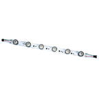 SL-BL034-RGBW320 32W RGBW edge-lit LED bar angled view showing aluminum PCB substrate dual mounting holes and 5-pin connector