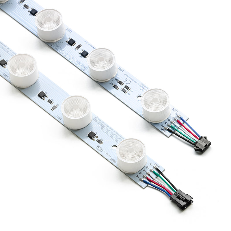 RGBW LED light bar angled view showing 5-pin JST connector