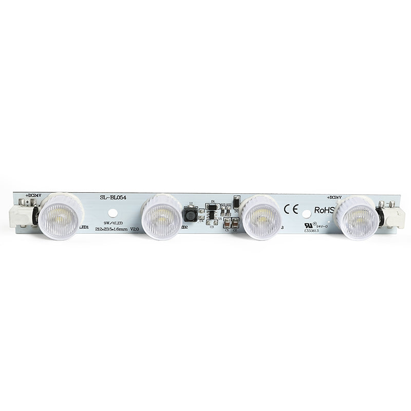 212mm LED booth light bar front view 4 LEDs asymmetric lens for backlit display