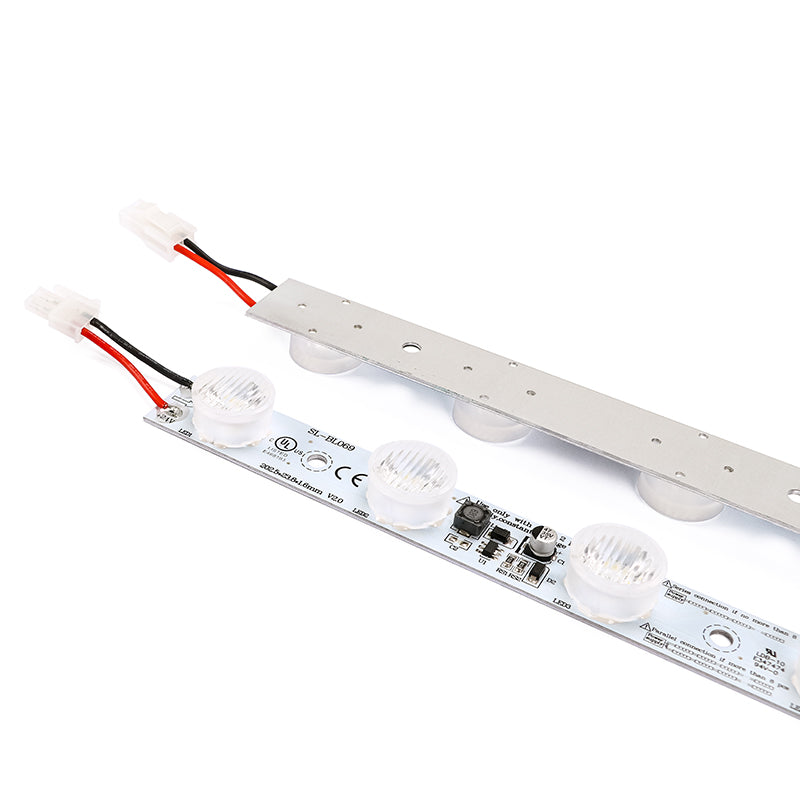 Corner LED light bar installed in lightbox corner – DC24V supplemental lighting for dark areas