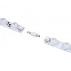 DC plug connector connecting two modular LED backlight bars for light box installation