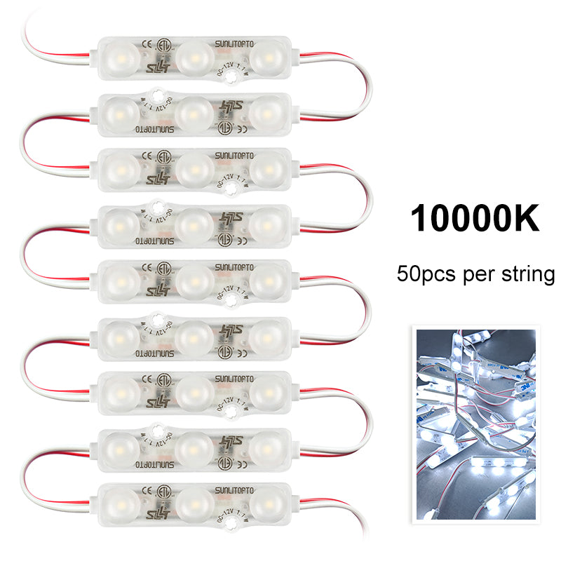 10000K cold white LED module for channel letter signage, 110LM brightness, fireproof ABS housing
