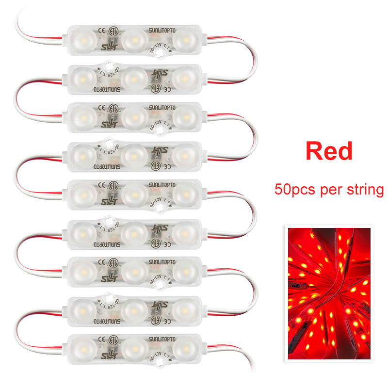 red LED module for decorative signage and channel letters, 12V DC waterproof injection module