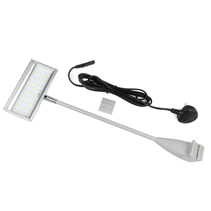 21W LED flood light for trade show with figure-8 IEC C7 connector – gray, 120° wide beam, standalone exhibition light