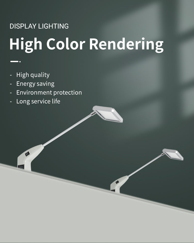 Adjustable clamp mounting LED booth light for exhibition displays
