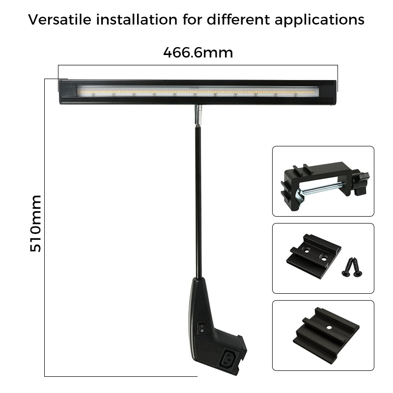 Luminaria LED de brazo de 25W con triple CCT para ferias y exposiciones – Interruptor de 3 colores, CRI90+, listado UL/ETL