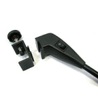 Octanorm booth wall clamp securing arm light on exhibition panel – trade show lighting installation