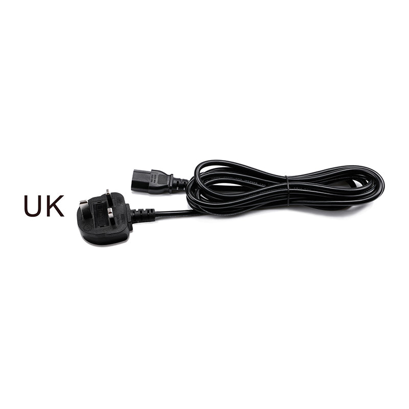 Black IEC C13 Power Cord UK Plug (BS 1363) 3M for Trade Show Display Lights